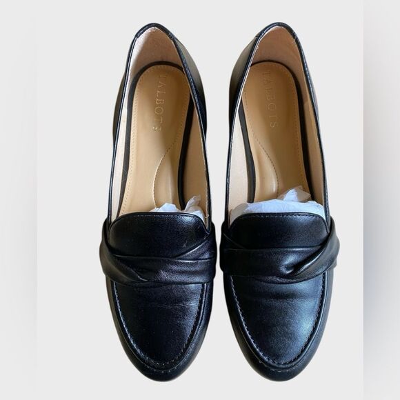 Talbots Ryan Twist Nappa Leather Loafers Women's Size 7 Black Slip On Flats - Picture 5 of 15